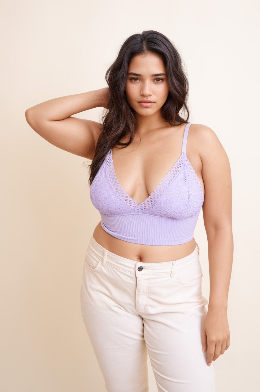 Waistband loop lace lilac brami plus size for casual and formal wear.