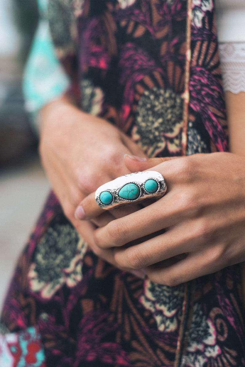 Waterfall Droplet Turquoise Stone Ring Jewelry