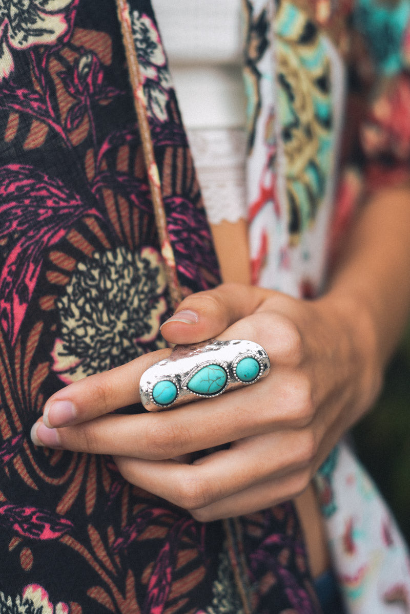 Waterfall Droplet Turquoise Stone Ring Jewelry