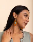 Western Leather Cutout Earrings w/ Turquoise Stone Jewelry