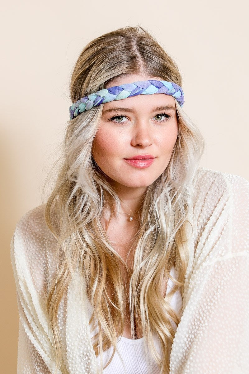 Braided Tie-Dye Headband Hats & Hair Blue