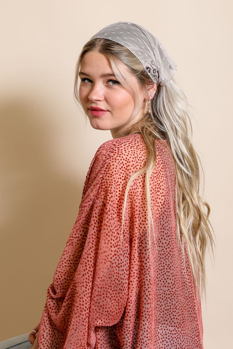 Tulle Lace Poppy Headscarf Hats &amp; Hair Pink