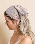 Bohemian Floral Lace Headscarf Hats & Hair Gray