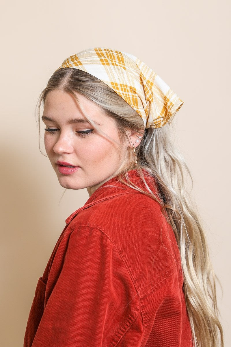 Triangle Flannel Head Scarf Hats & Hair Mustard