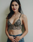 Floral Stitch Mesh Bralette