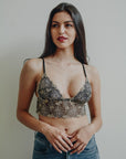 Floral Stitch Mesh Bralette Medium / Gold