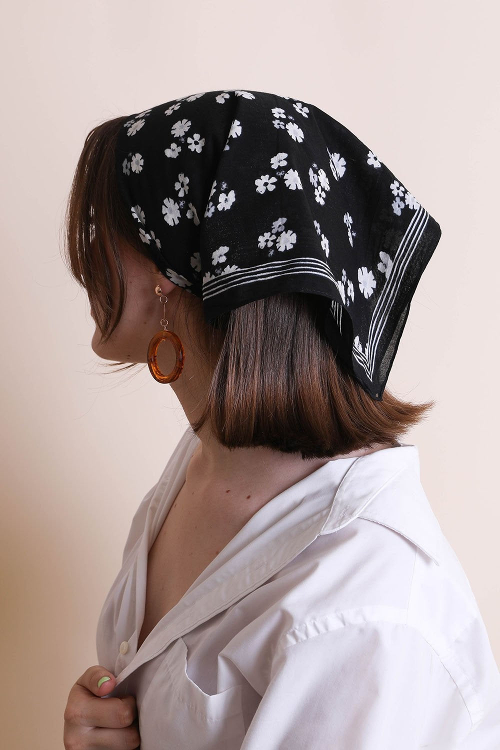 Dainty Flower Bandana Face Masks Black