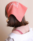 Leto Collection dotted and floral bandana with coral and white pattern, versatile accessory for pets or fashion styles