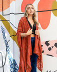 Soft Embroidered Zig Zag Kimono