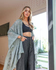 Soft Embroidered Zig Zag Kimono Sage