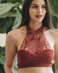 Baroque High Neck Bralette XS/S / Wine Red