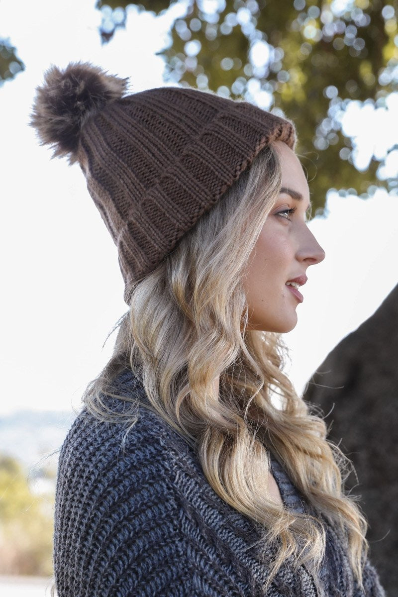 Basic Ribbed Pom Beanie Hats &amp; Hair