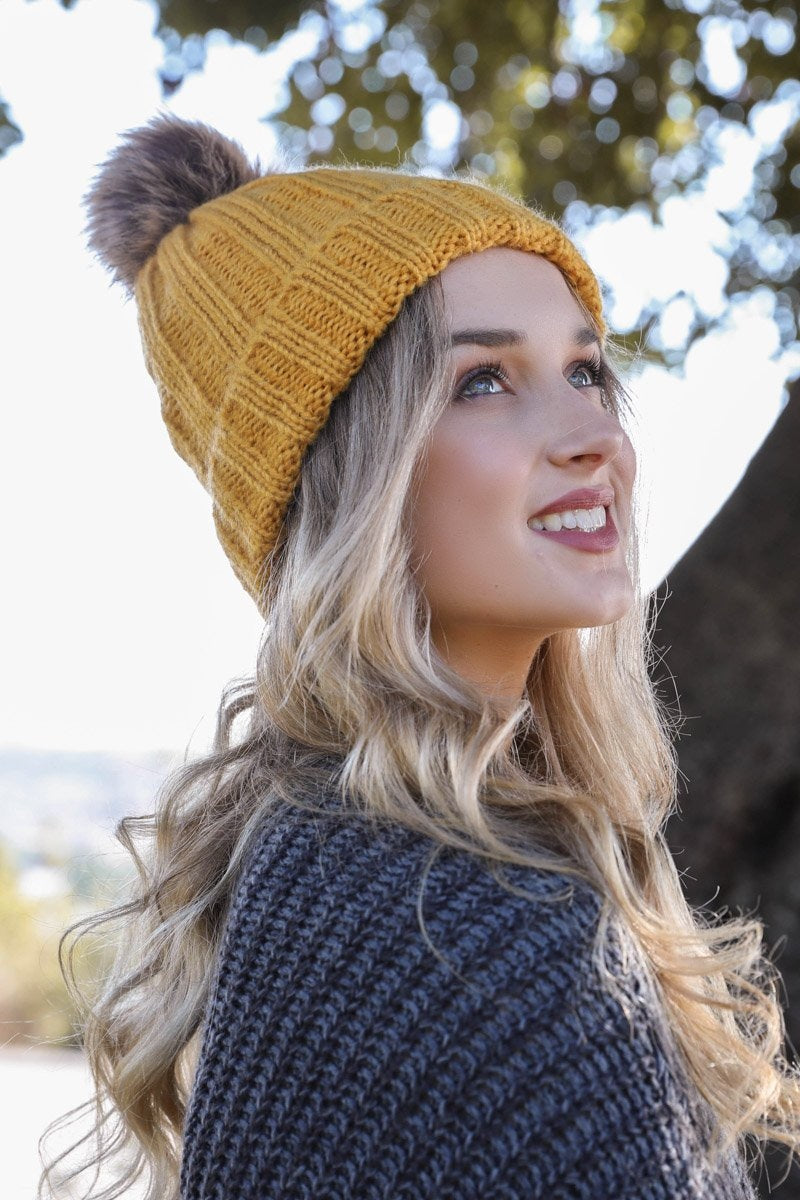 Basic Ribbed Pom Beanie Hats &amp; Hair