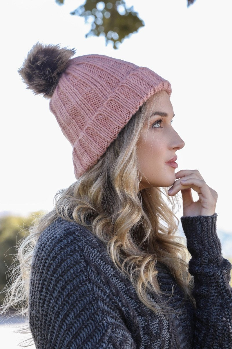 Basic Ribbed Pom Beanie Hats &amp; Hair