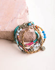 Beaded Gold Stacked Bracelet Jewelry Teal