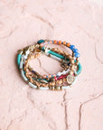 Beaded Gold Stacked Bracelet Jewelry Teal