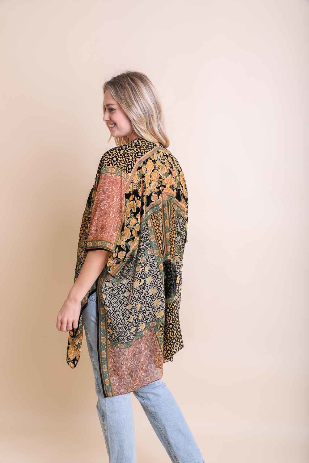 Bohemian Burnout Velvet Kimono Ponchos