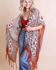 Bohemian Diamond Tassel Kimono Ponchos Rust