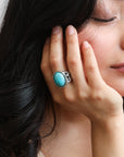 Bohemian Oval Cut Turquoise Ring Jewelry