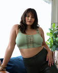 Boho Eye Lace Applique Bralette Plus XL/2XL / Sage