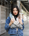 Boho Speckle Stripe Tassel Scarf Scarves Blue