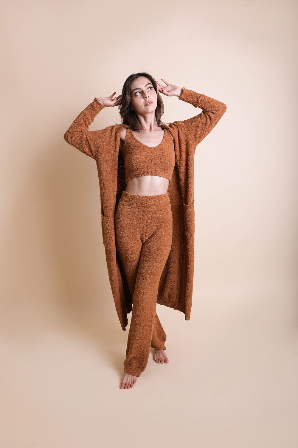 Boucle Longline Cardigan Ponchos XS/S / Camel