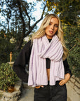 Boucle Vertical Knit Scarf Scarves Lilac