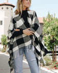 Buffalo Check Tassel Poncho Ponchos White Black