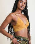 Butterfly Scallop Lace Bralette Small / Mustard