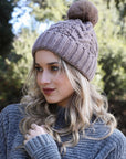 Cable Knit Pom Beanie Hats & Hair Gray