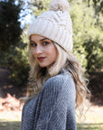 Cable Knit Pom Beanie Hats & Hair