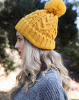 Cable Knit Pom Beanie Hats & Hair