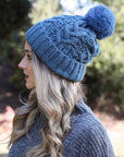 Cable Knit Pom Beanie Hats & Hair