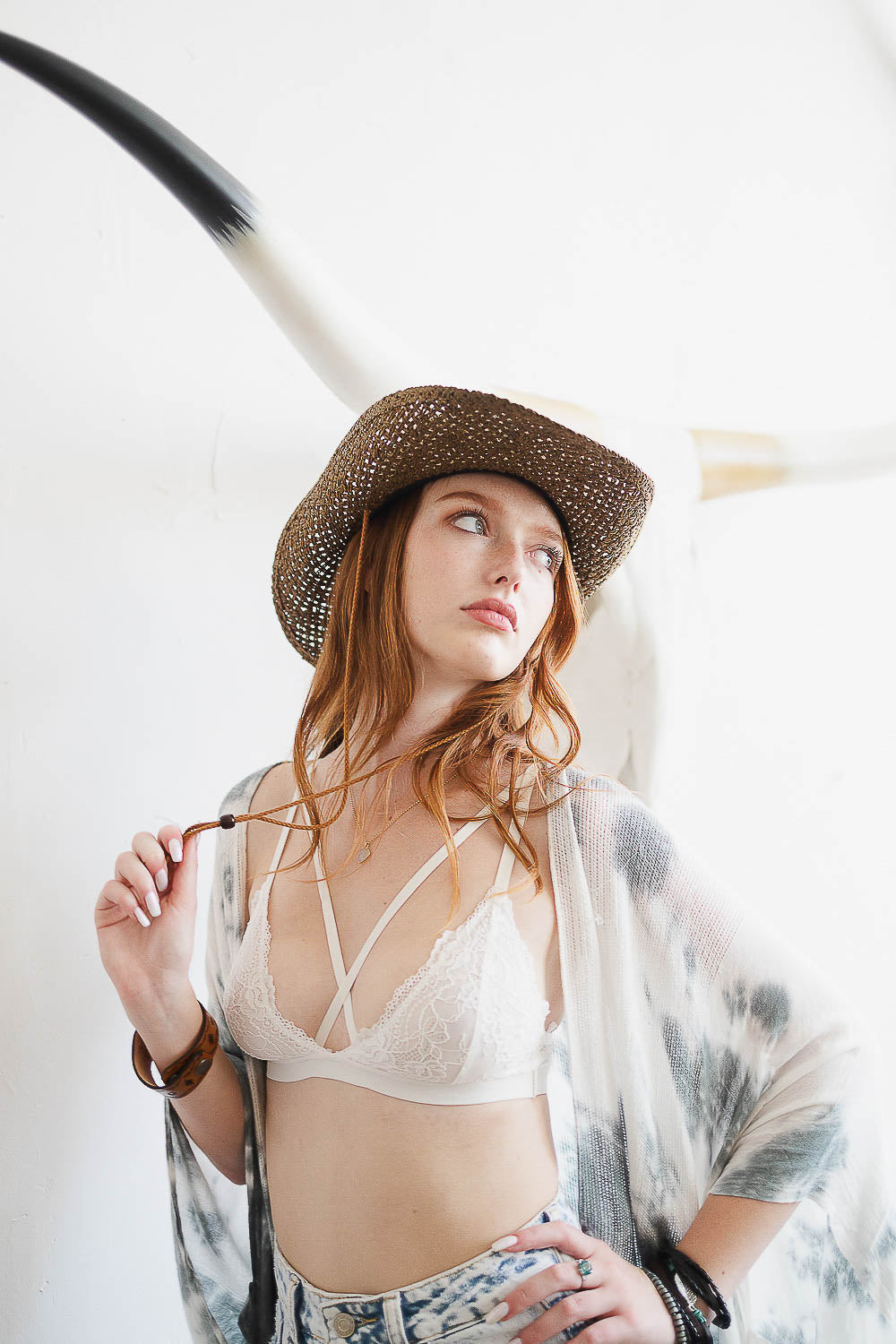 Center Cross Strap Lace Bralette