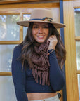 Chenille Tassel Infinity Scarf Scarves Brown