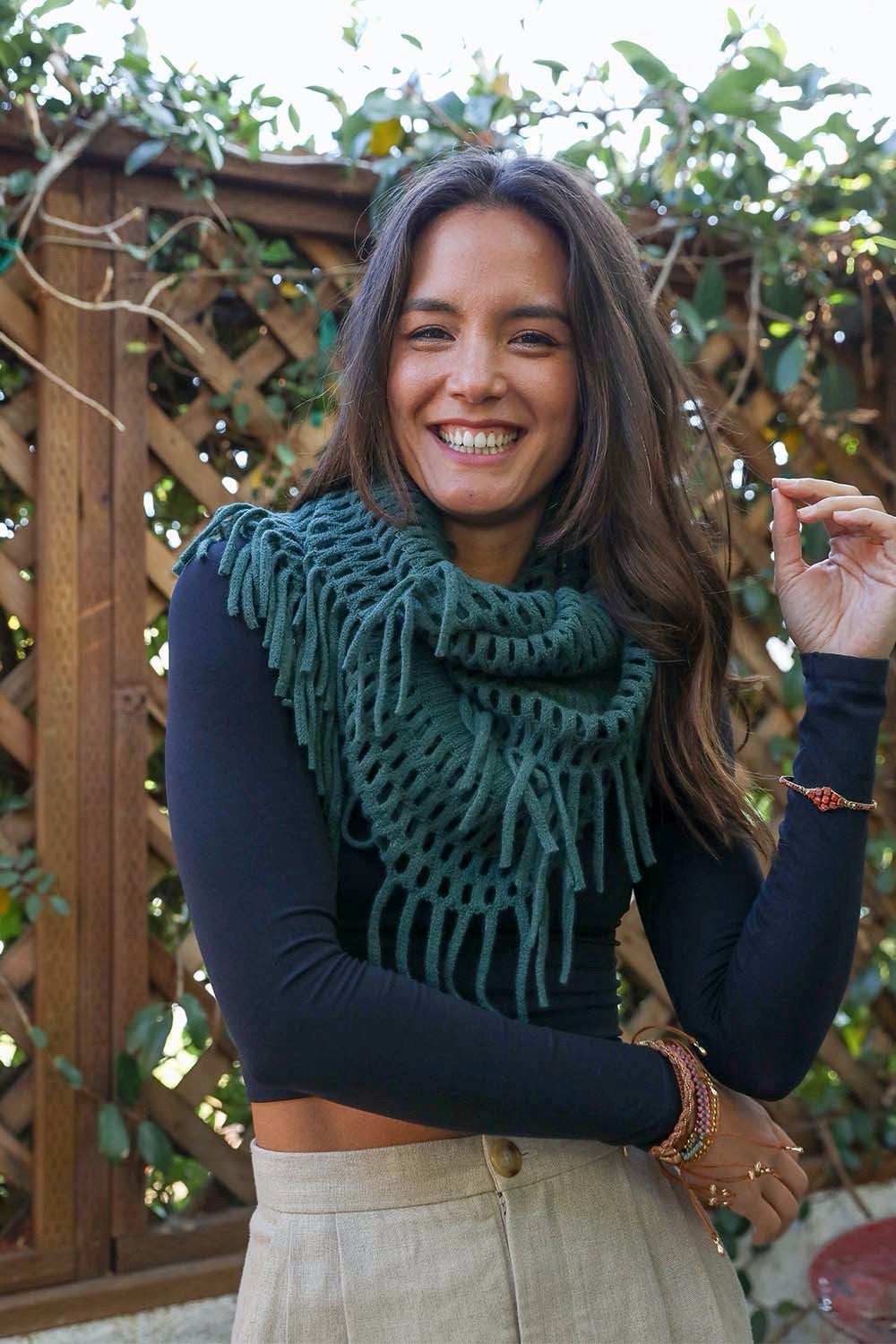 Chenille Tassel Infinity Scarf Scarves