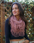 Chenille Tassel Infinity Scarf Scarves Mauve