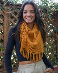 Chenille Tassel Infinity Scarf Scarves Mustard