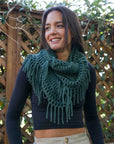 Chenille Tassel Infinity Scarf Scarves Olive