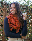 Chenille Tassel Infinity Scarf Scarves Rust