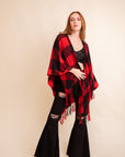 Classic Buffalo Check Tassel Poncho Ponchos