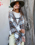 Classic Flannel Toggle Poncho Ponchos White