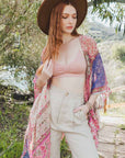 Copy of Bohemian Burnout Velvet Kimono Silver/Fuchsia