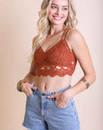 Cotton Crochet Longline Bralette Small / Rust