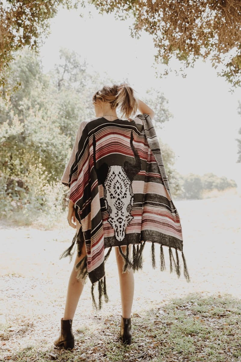 Cow Skull Serape Kimono