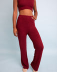 Cozy Boucle Lounge Pants Maroon