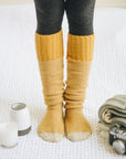 Cozy Ribbed Knit Lounge Socks Hats & Hair Mustard