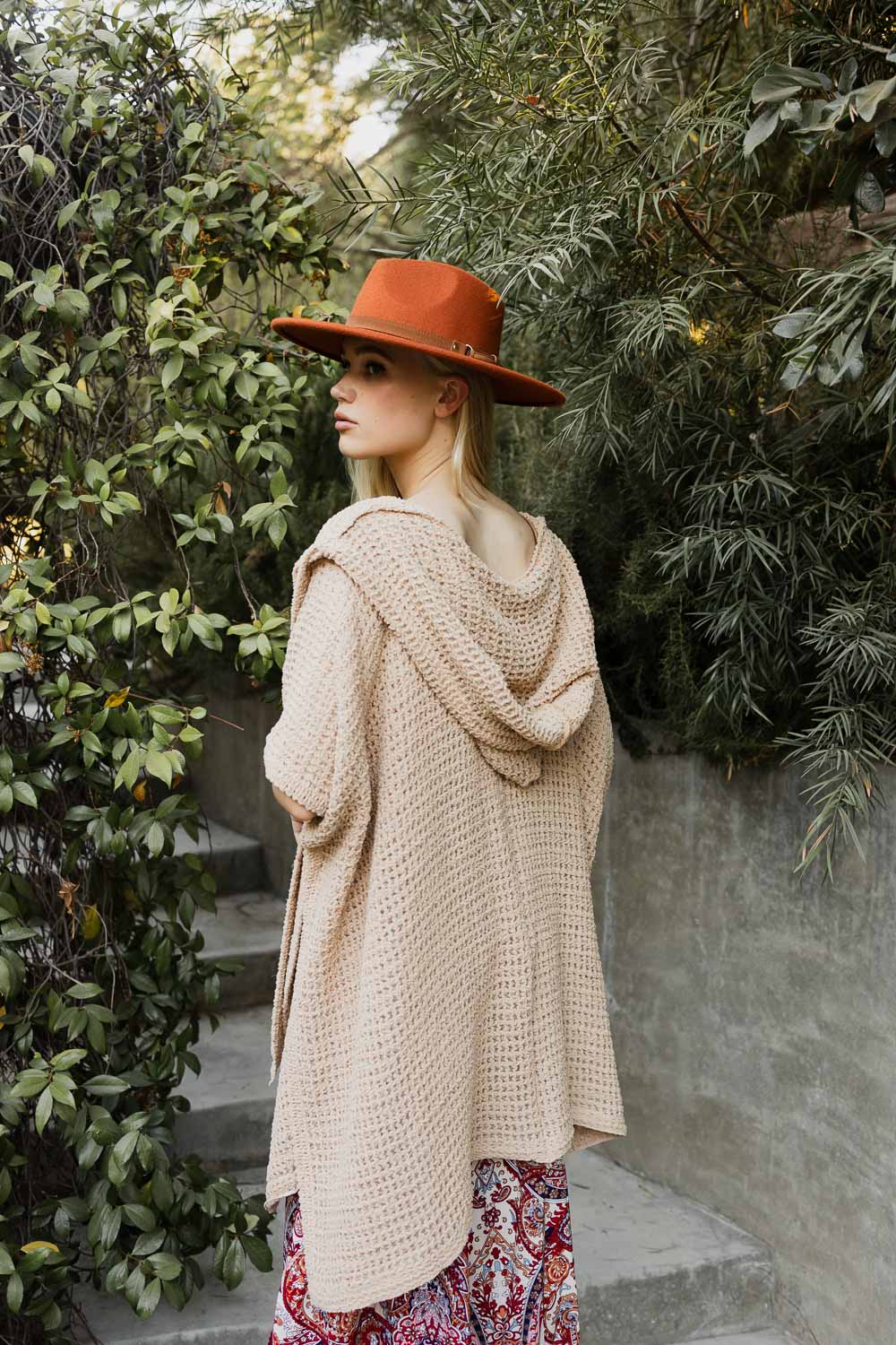 Cozy Soft Waffle Hooded Ruana Ponchos