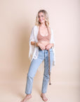 Crochet Medallion Tassel Kimono Ponchos Ivory