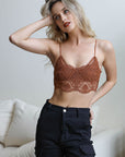 Crochet Overlay Longline Bralette Medium / Cinnamon